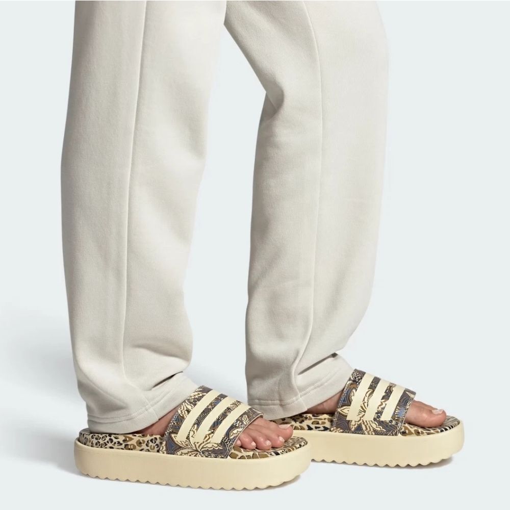 Farm rio x adidas Beige Leopard Print Slide Sandals